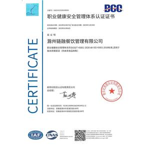 职业健康安全管理体系认证证书250106